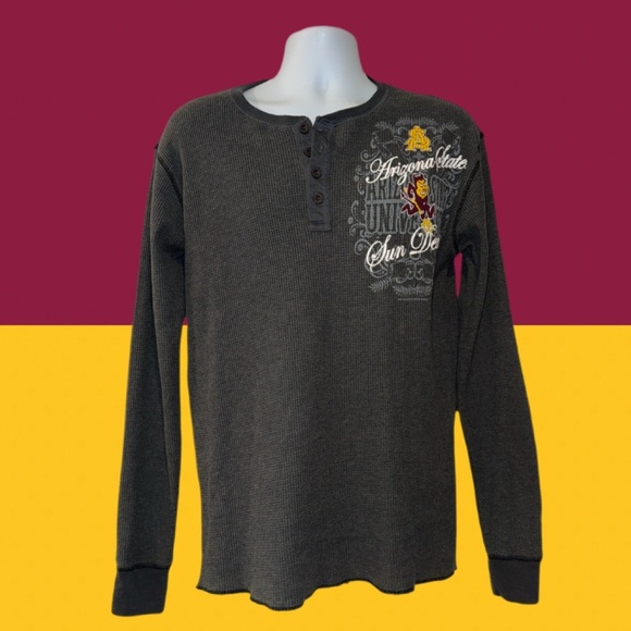 Wuhou - Arizona State Sun Devils Henley. Long Sleeve Gray with logo size XL - Picture 3 of 10